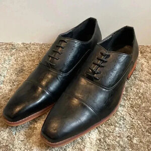 Pheroni C Clay Black Leather Oxfords Size 13 A316